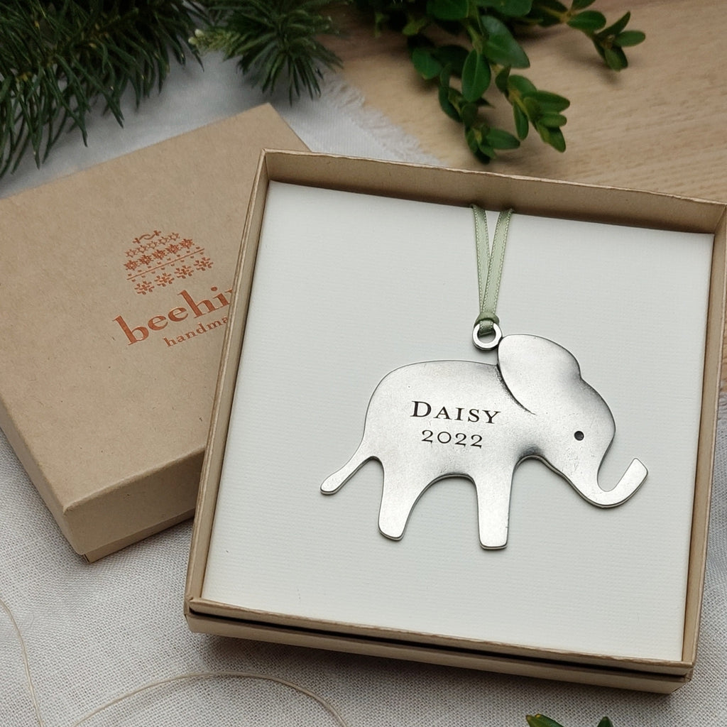 Elephant Ornament Beehive Handmade