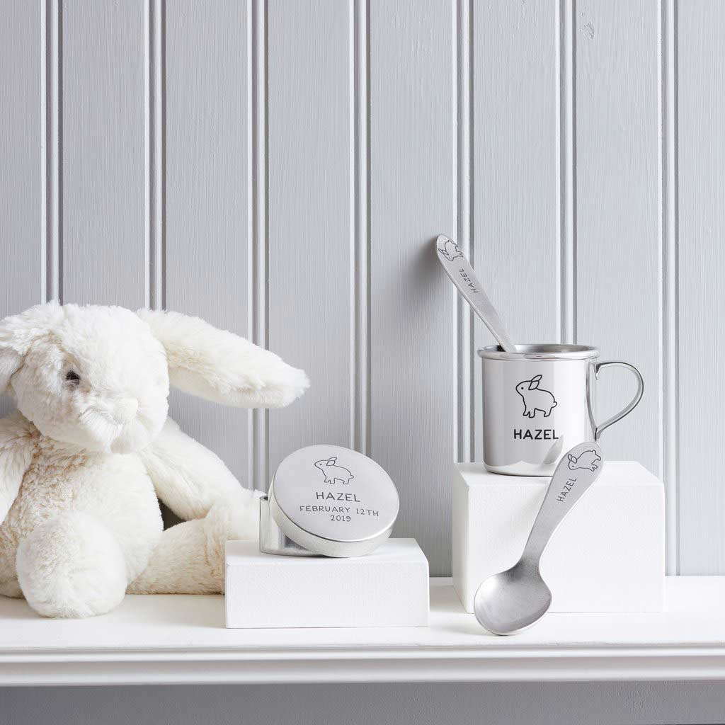 Personalized Heirloom Baby Spoons - Bunny