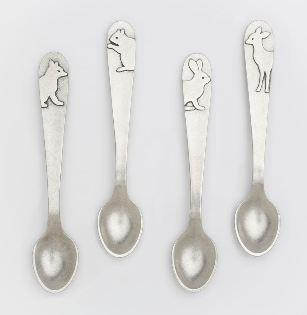 baby feeding spoons woodland animals