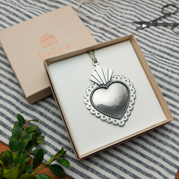 Free People Pewter Sacred Heart Ornament