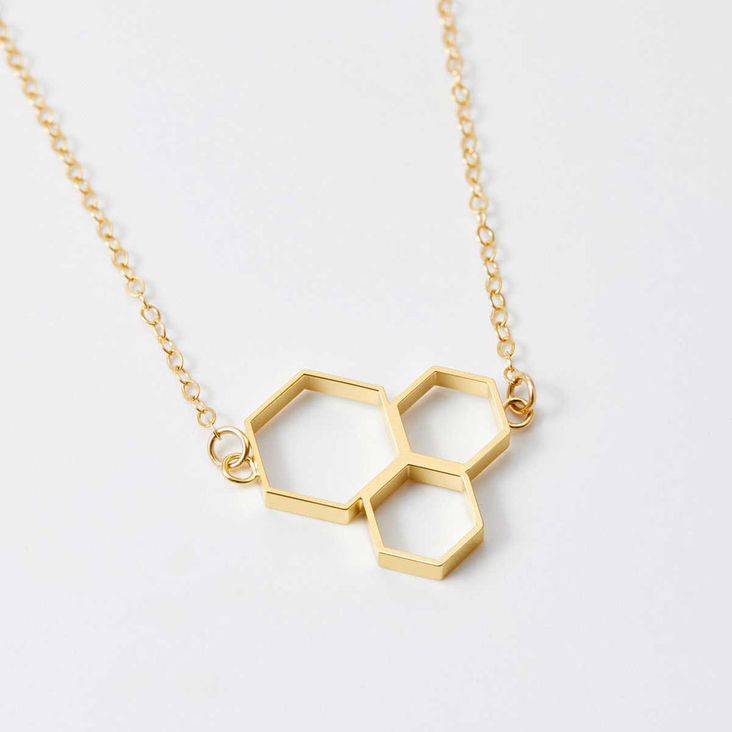 Triple Honeycomb Necklace Beehive Handmade
