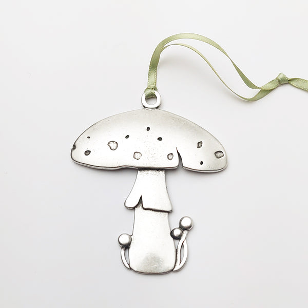 Little Pewter Mushroom Ornament Beehive Handmade
