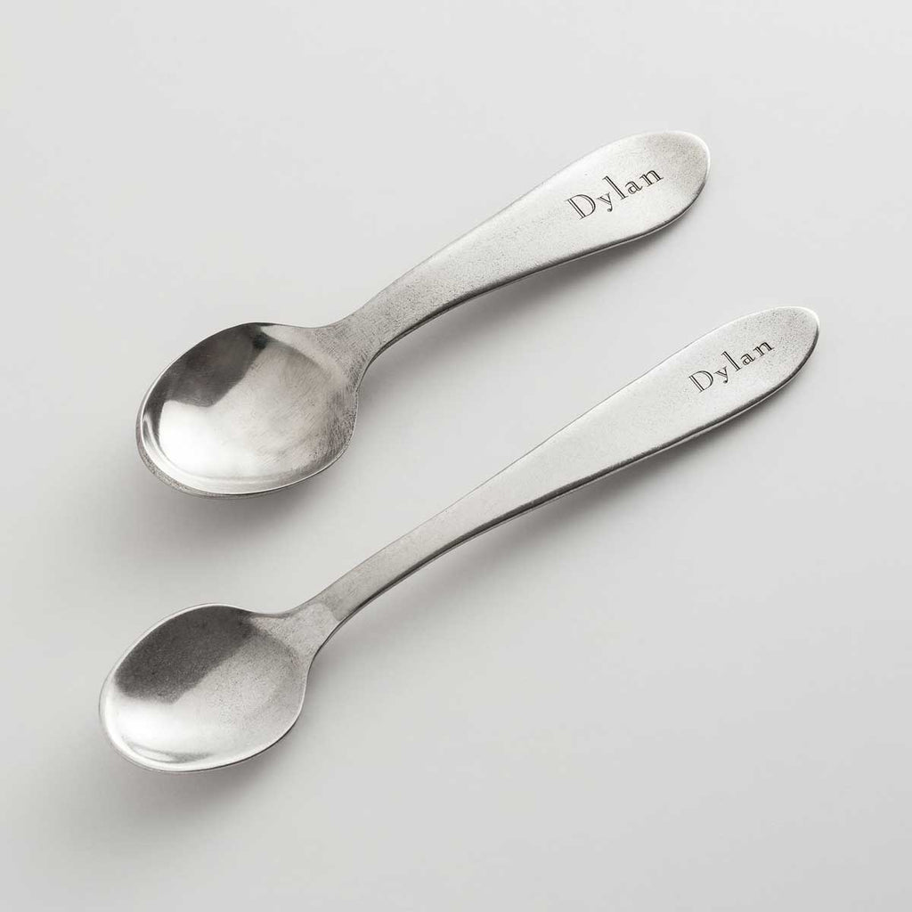 Personalized Heirloom Baby Spoons - Modern Engraving Beehive Handmade