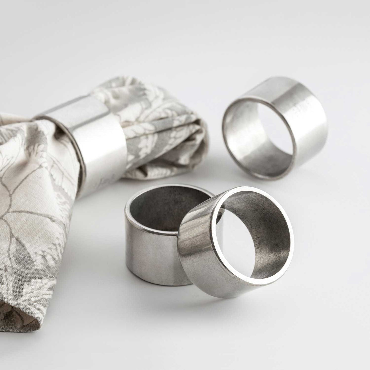 Pewter Napkin Ring Set Handmade Simplicity for Modern Homes Beehive